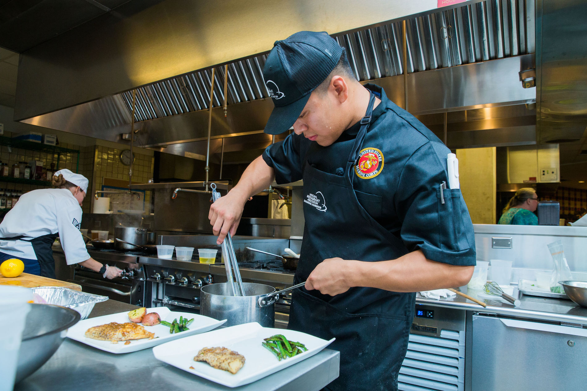 Marine Corps Chef cooking at NRAEF's ACTP November2022
