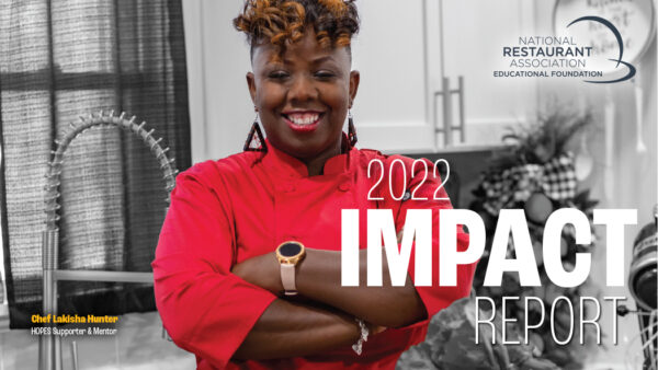 2022 NRAEF Impact Report promotional image with Chef Lakisha Hunter