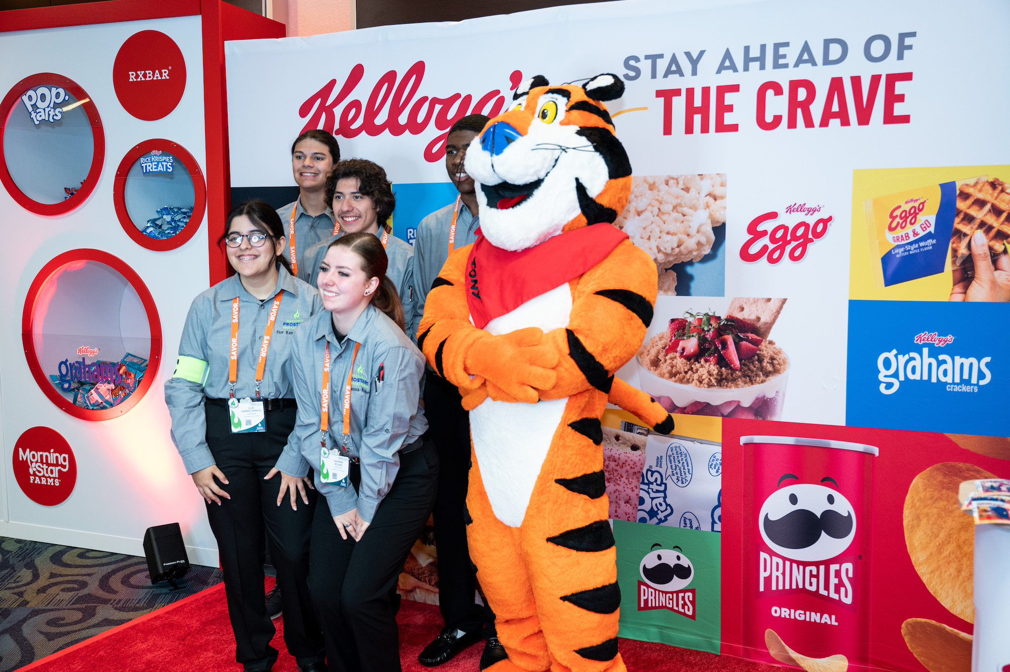 Kellogg's snack wall with Tony the Tiger and ProStart students