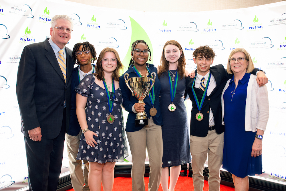 Photo of the students and educator of the NPSI 2024 2nd place Culinary team from Caesar Rodney High School, Camden, Del.